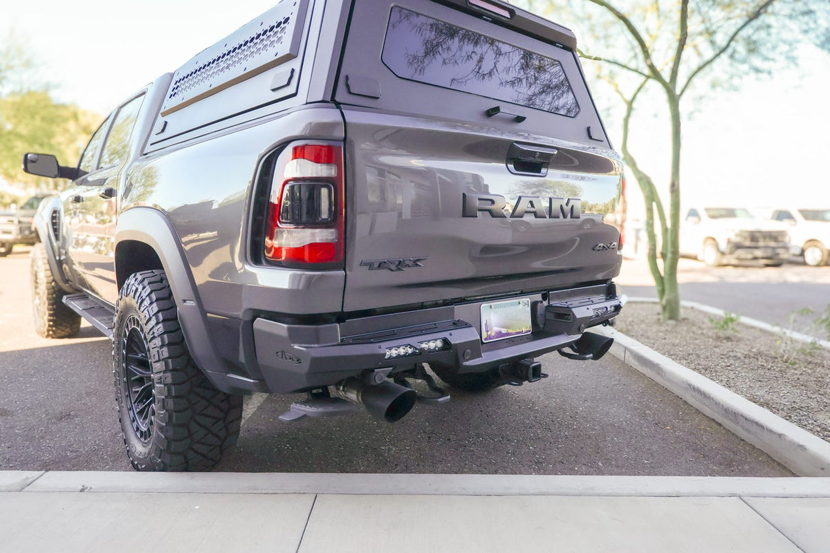 Ram TRX rear bumper with integrated LED lights and bed cap at Jax Motorsports in Gilbert, AZ